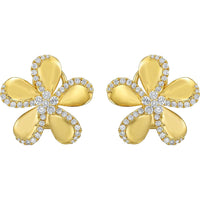 Ruchi New York - Blossom Floral Yellow Gold Diamond Studs in 18K Yellow Gold