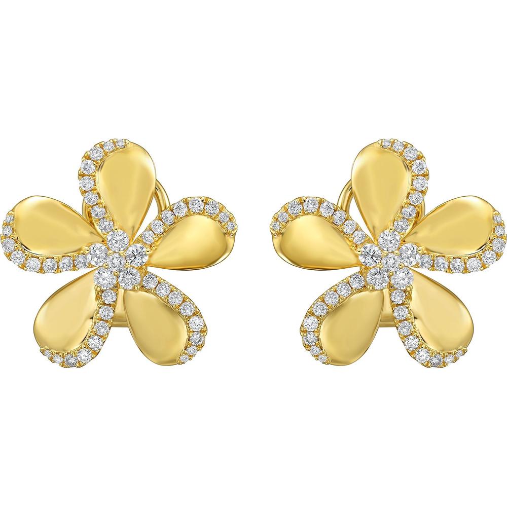 Ruchi New York - Blossom Floral Yellow Gold Diamond Studs in 18K Yellow Gold