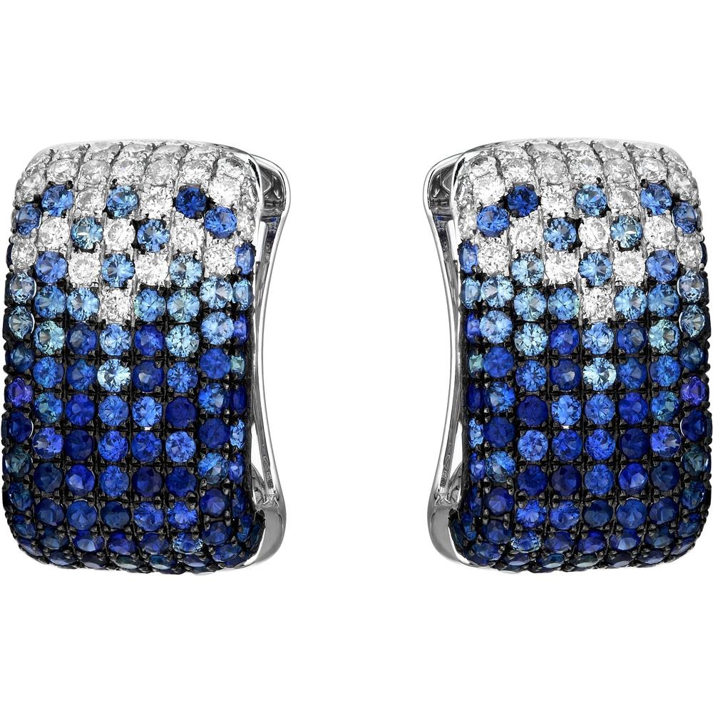 Ruchi New York - Blue Velvet Blue Sapphire Hoop Earrings in 18K White Gold