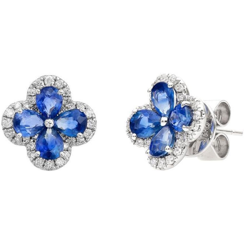 Ruchi New York - Bluebell Blue Sapphire Stud Earrings in 18K White Gold