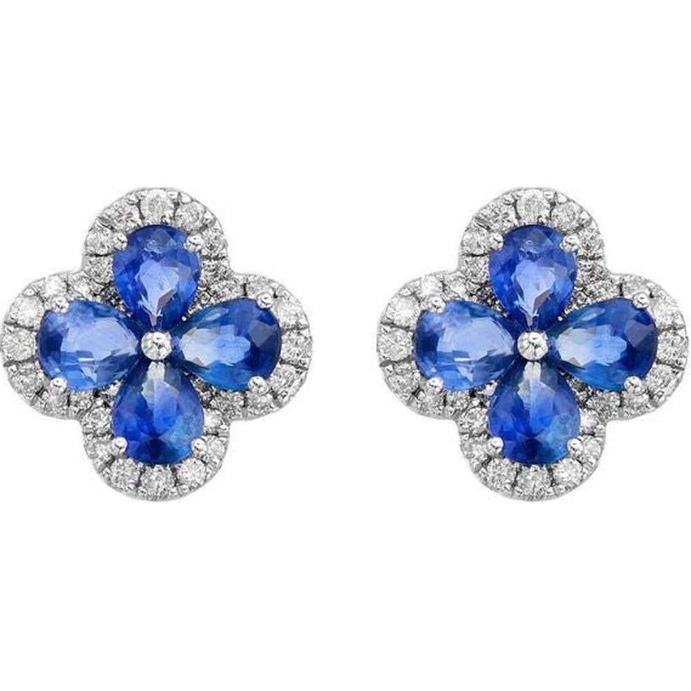 Ruchi New York - Bluebell Blue Sapphire Stud Earrings in 18K White Gold