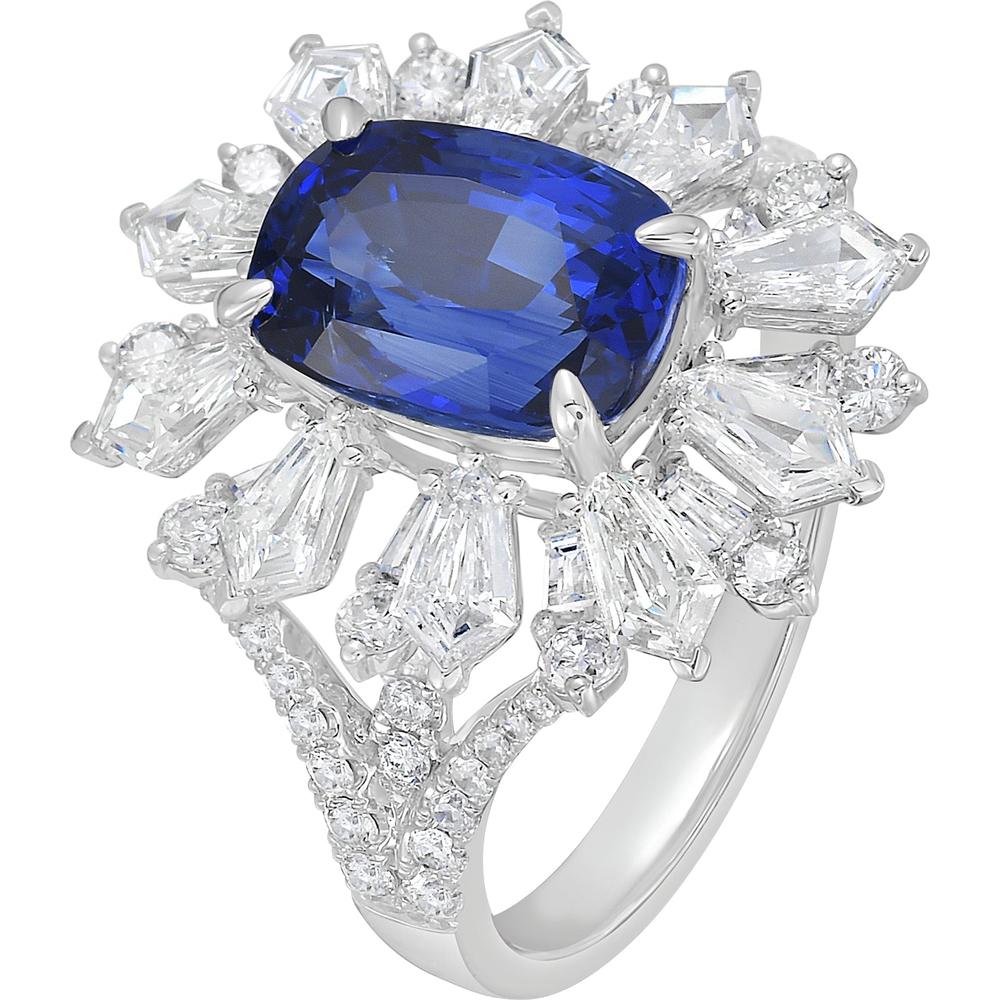 Ruchi New York - Brillante Blue Sapphire Cocktail Ring in 18K White Gold