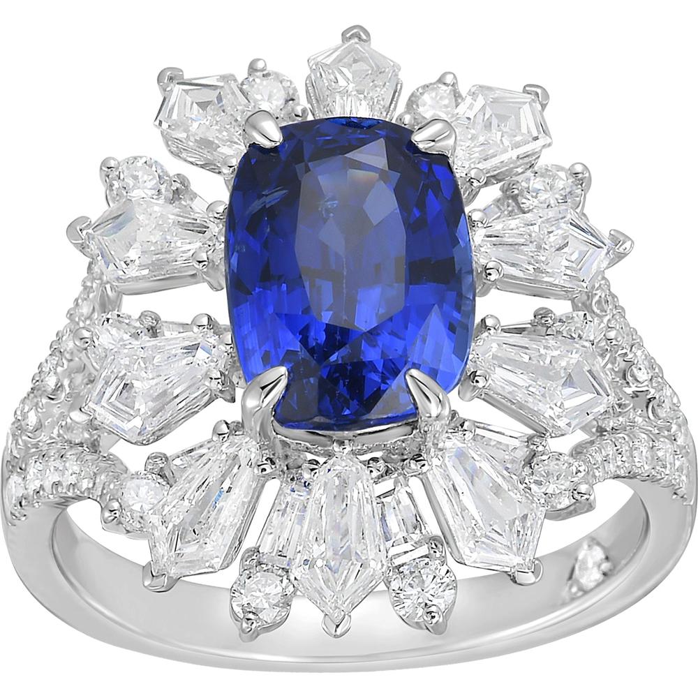 Ruchi New York - Brillante Blue Sapphire Cocktail Ring in 18K White Gold