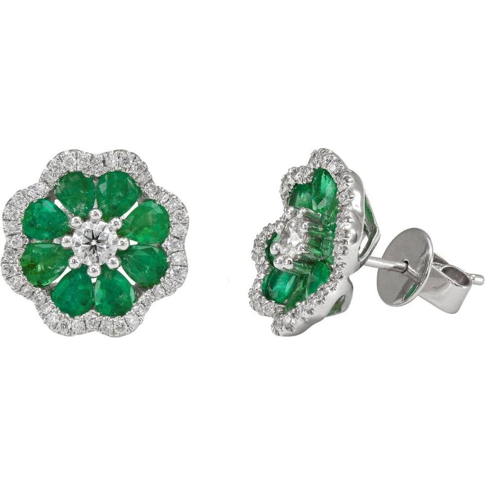 Ruchi New York - Buttercup Emerald Stud Earrings in 18K White Gold