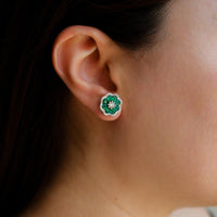 Ruchi New York - Buttercup Emerald Stud Earrings in 18K White Gold
