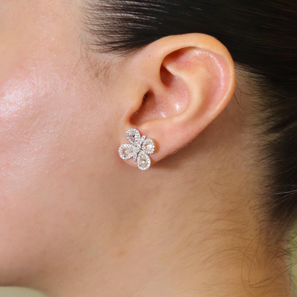 Ruchi New York - Butterfly Mini Diamond Stud Earrings in 18K White Gold