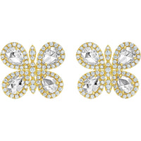 Ruchi New York - Butterfly Mini Rose-Cut & Pavé Diamond Stud Earrings in 18K Yellow Gold - Ruchi New York