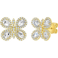 Ruchi New York - Butterfly Mini Rose-Cut & Pavé Diamond Stud Earrings in 18K Yellow Gold - Ruchi New York