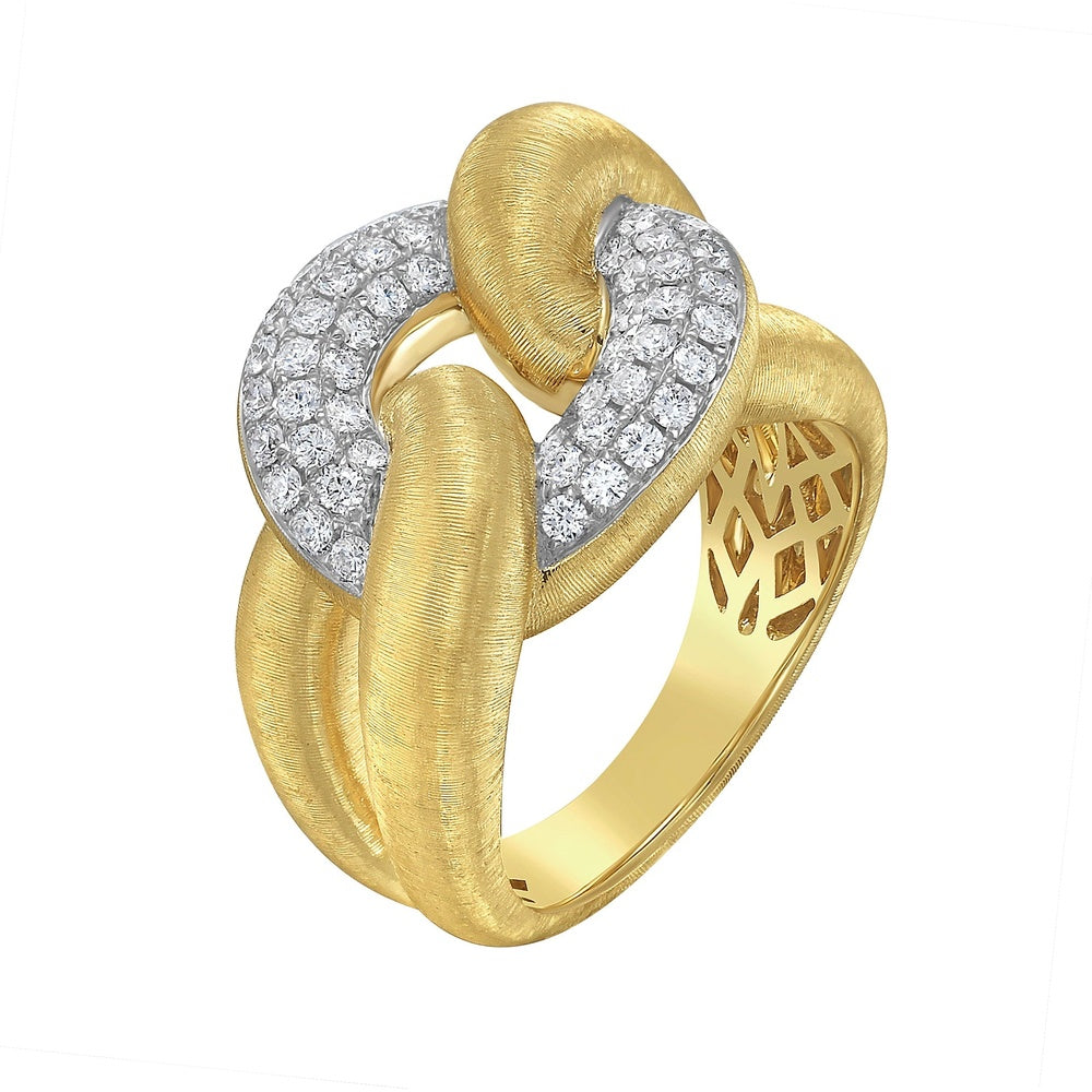 Ruchi New York - Cadena Diamond Chain-Inspired Cocktail Ring in 18K Textured Matte Yellow Gold - Ruchi New York