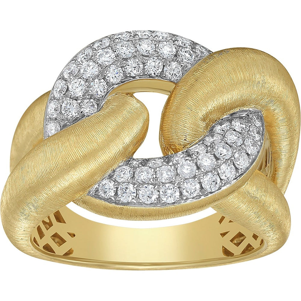Ruchi New York - Cadena Diamond Chain-Inspired Cocktail Ring in 18K Textured Matte Yellow Gold - Ruchi New York