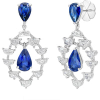 Ruchi New York - Callas Blue Sapphire and Diamond Statement Earrings in 18K White Gold