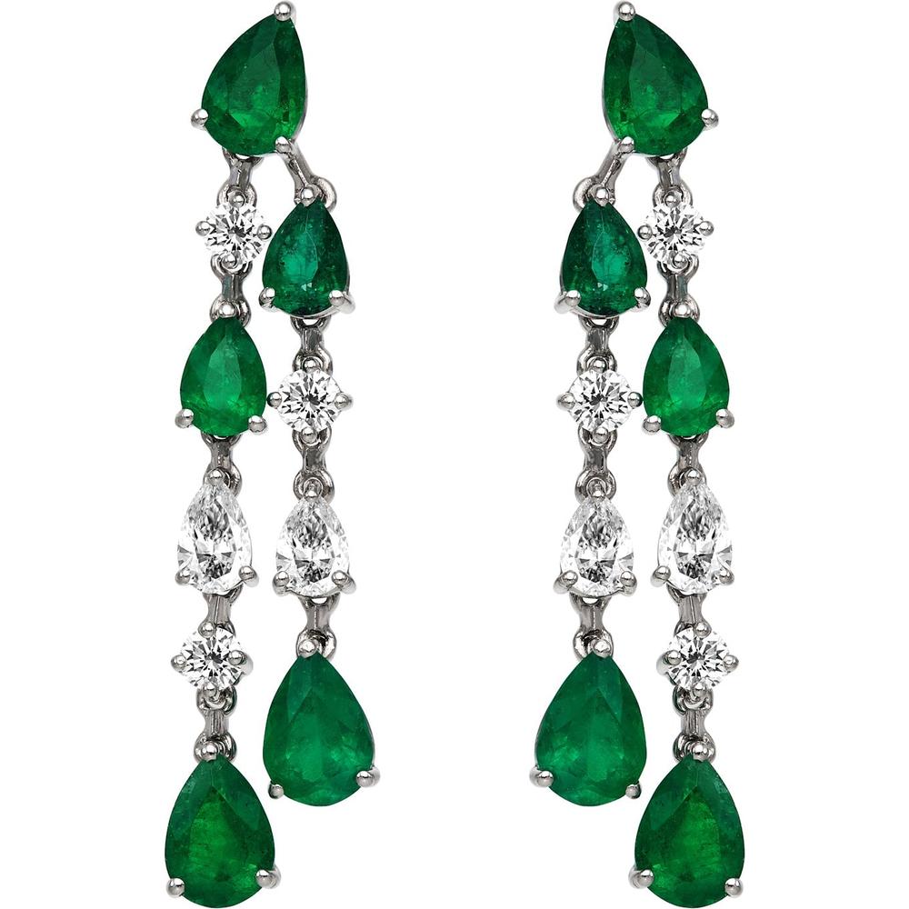Ruchi New York - Calliope Emerald Earrings in 18K White Gold