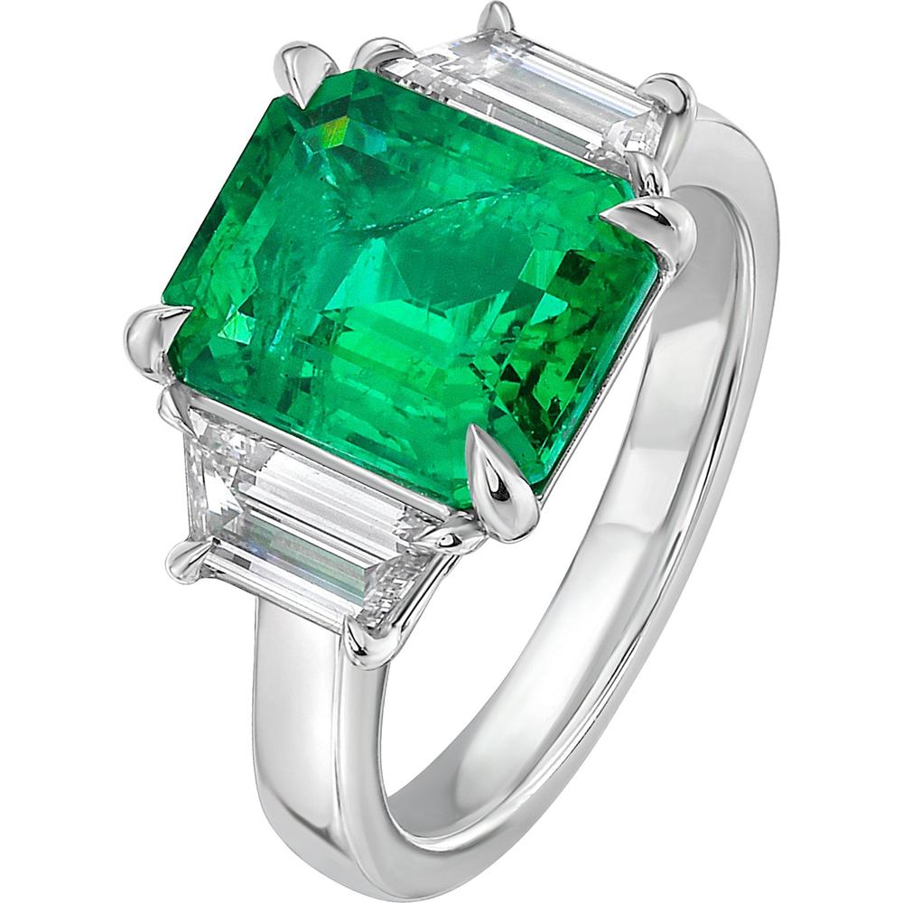 Ruchi New York - Calliope Emerald Ring in 18K White Gold and Platinum