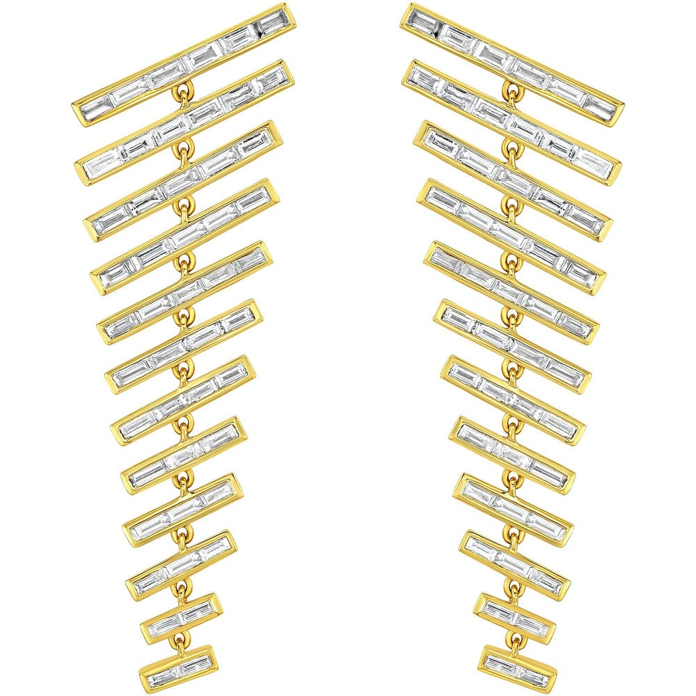 Ruchi New York - Casandra Diamond Baguette Chandelier Earrings in 18K Yellow Gold - Ruchi New York