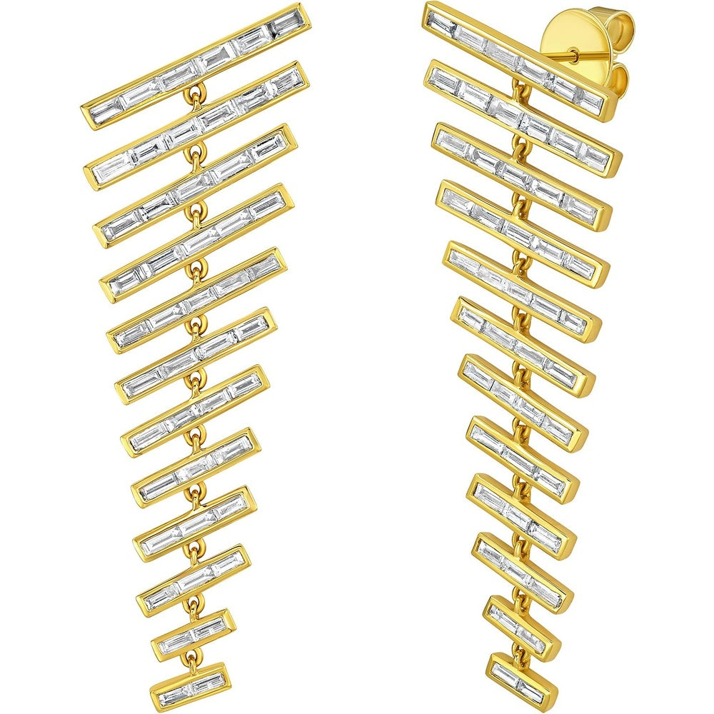 Ruchi New York - Casandra Diamond Baguette Chandelier Earrings in 18K Yellow Gold - Ruchi New York