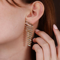 Ruchi New York - Casandra Diamond Baguette Chandelier Earrings in 18K Yellow Gold - Ruchi New York
