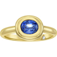 Ruchi New York - Cecily Blue Sapphire Bezel Ring in 18K Yellow Gold