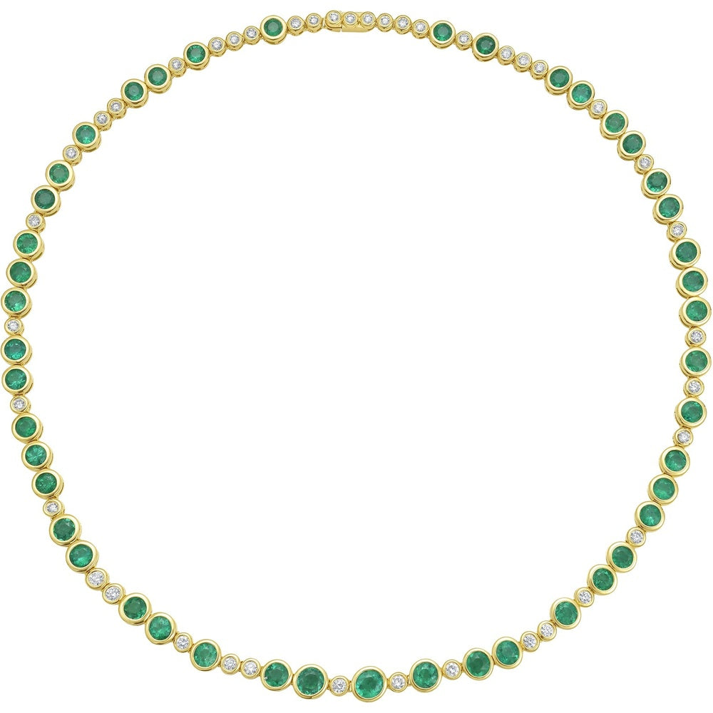 Ruchi New York - Cecily Emerald & Diamond Bezel Station Necklace in 18K Yellow Gold - Ruchi New York