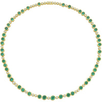 Ruchi New York - Cecily Emerald & Diamond Bezel Station Necklace in 18K Yellow Gold - Ruchi New York