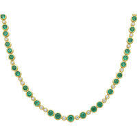 Ruchi New York - Cecily Emerald & Diamond Bezel Station Necklace in 18K Yellow Gold - Ruchi New York