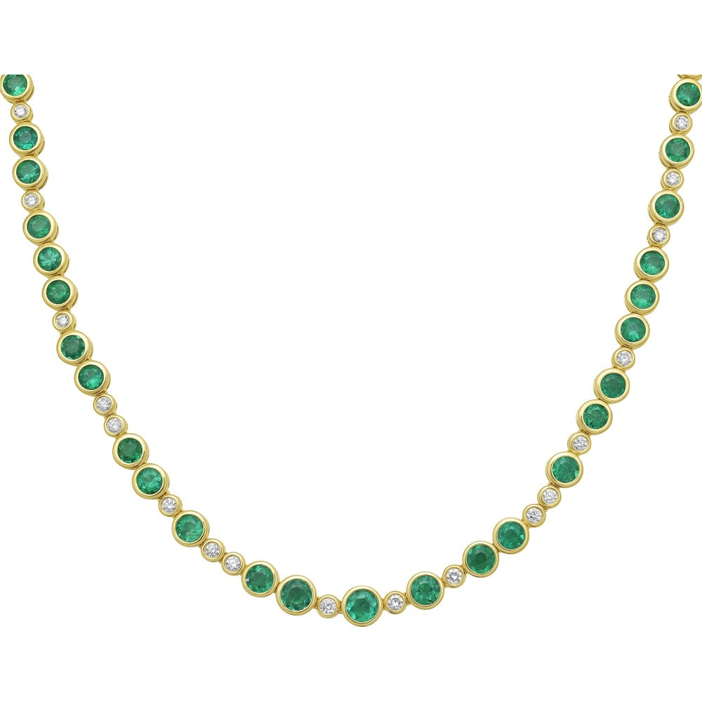 Ruchi New York - Cecily Emerald & Diamond Bezel Station Necklace in 18K Yellow Gold - Ruchi New York