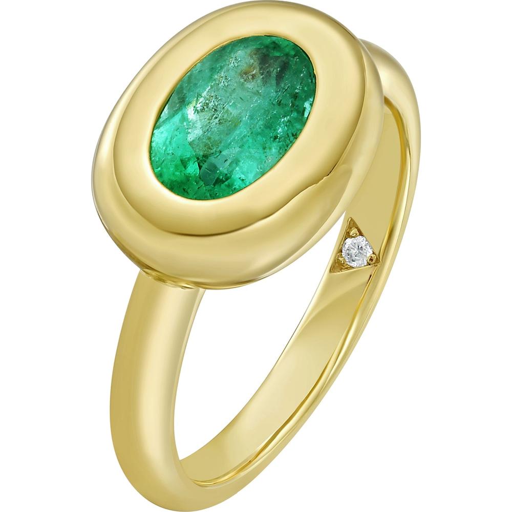 Ruchi New York - Cecily Emerald Bezel Ring in 18K Yellow Gold