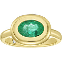 Ruchi New York - Cecily Emerald Bezel Ring in 18K Yellow Gold