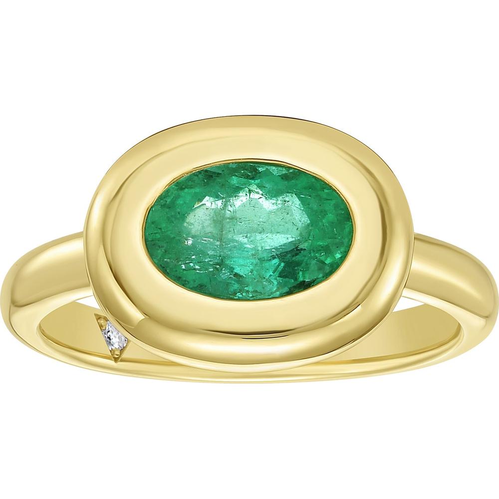 Ruchi New York - Cecily Emerald Bezel Ring in 18K Yellow Gold