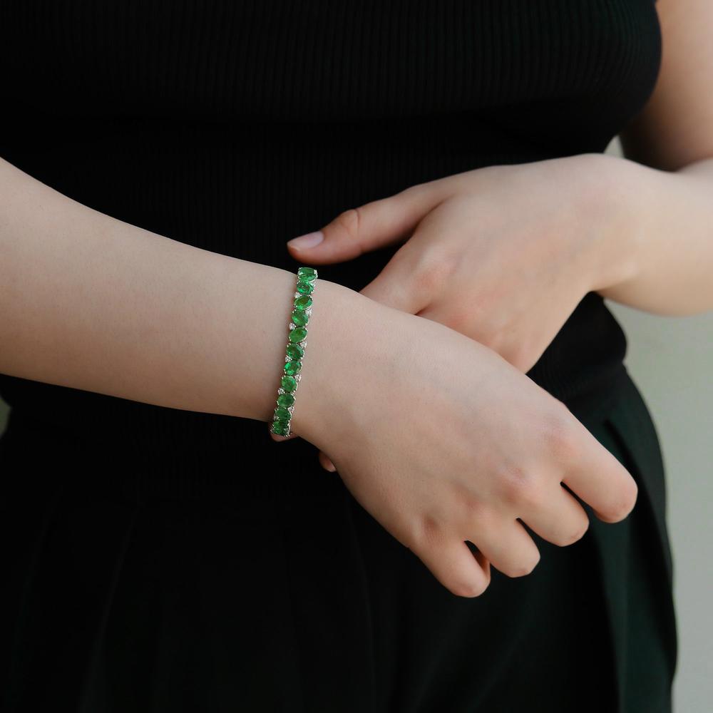 Ruchi New York - Cipresso Emerald Bracelet in 18K White Gold