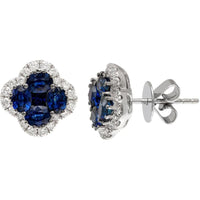Ruchi New York - Clover Blue Sapphire Stud Earrings in 18K White Gold