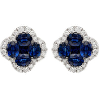 Ruchi New York - Clover Blue Sapphire Stud Earrings in 18K White Gold