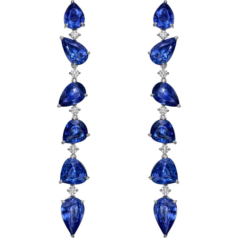Ruchi New York - Concerto Blue Sapphire Drop Earrings in 18K White Gold