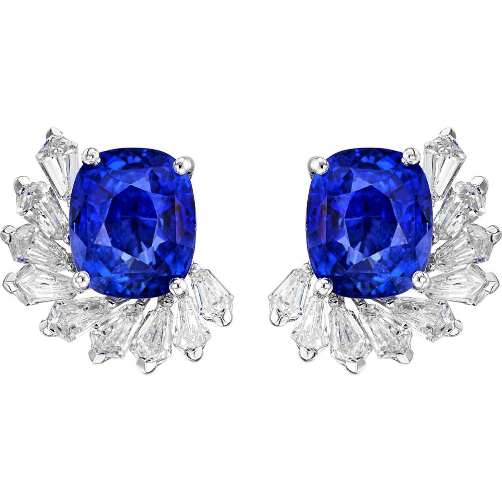 Ruchi New York - Concerto Blue Sapphire Stud Earrings in 18K White Gold