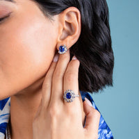 Ruchi New York - Concerto Blue Sapphire Stud Earrings in 18K White Gold