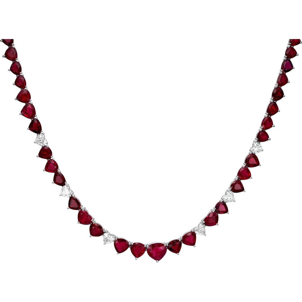 Ruchi New York - Corazón Ruby and Diamond Statement Necklace in 18K White Gold