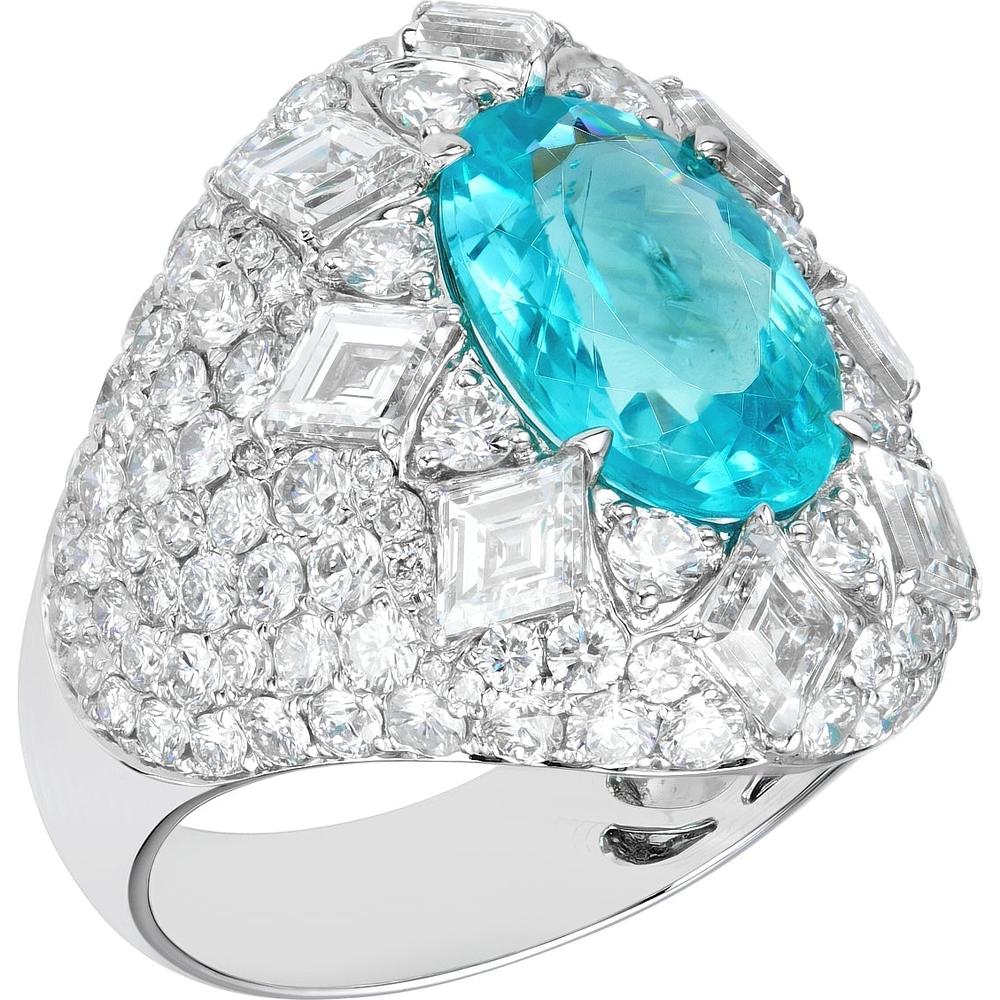 Ruchi New York - Costa Paraiba and Diamond Cocktail Ring in 18K White Gold