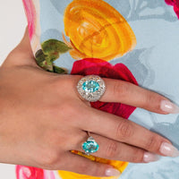 Ruchi New York - Costa Paraiba and Diamond Cocktail Ring in 18K White Gold