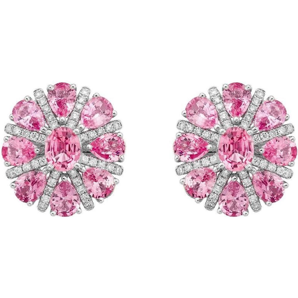 Ruchi New York - Dahlia Pink Sapphire Stud Earrings in 18K White Gold