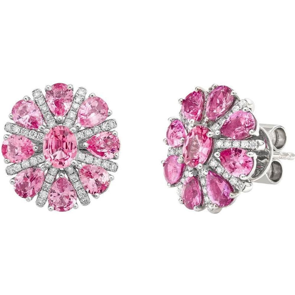 Ruchi New York - Dahlia Pink Sapphire Stud Earrings in 18K White Gold