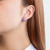 Ruchi New York - Dahlia Pink Sapphire Stud Earrings in 18K White Gold