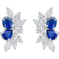 Ruchi New York - Deniz Blue Sapphire Stud Earrings in 18K White Gold