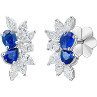 Ruchi New York - Deniz Blue Sapphire Stud Earrings in 18K White Gold