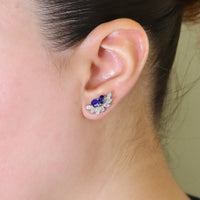 Ruchi New York - Deniz Blue Sapphire Stud Earrings in 18K White Gold