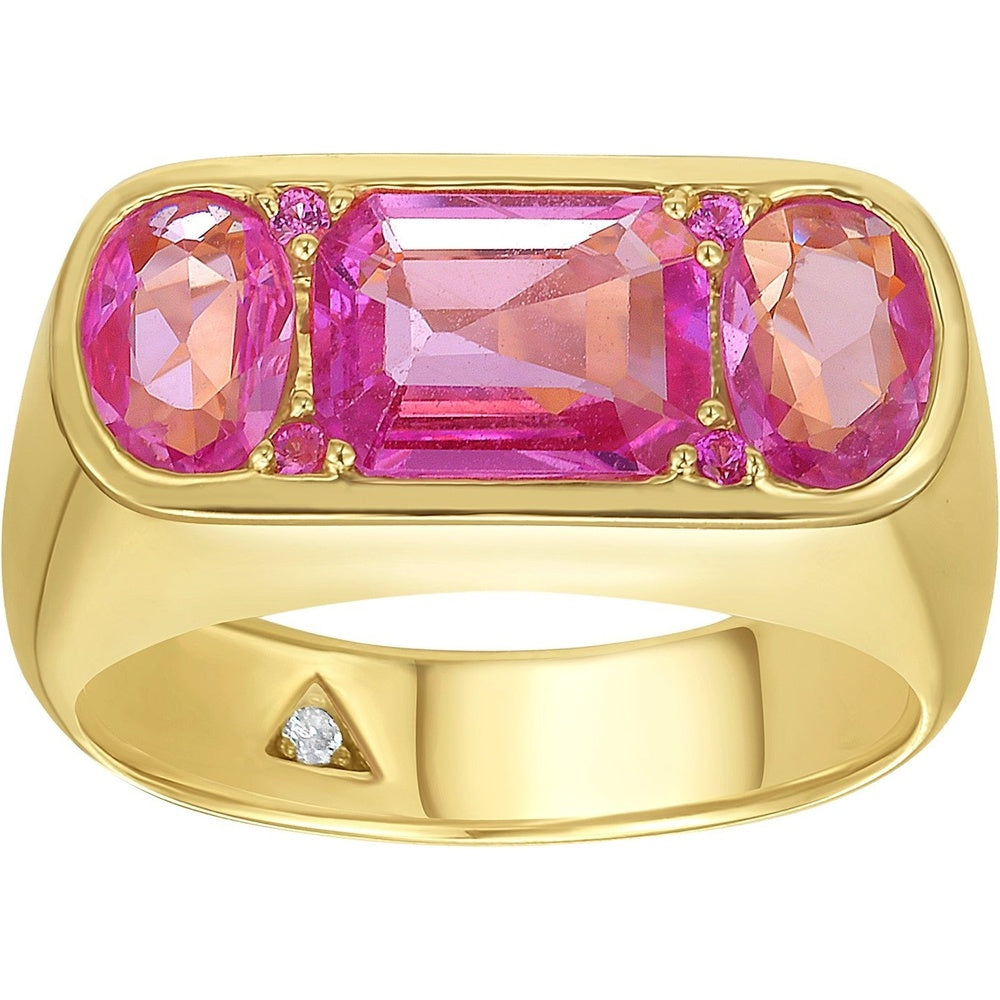 Ruchi New York - Dolce 2.72 Carat Pink Sapphire Bar Ring in 18K Yellow Gold - Ruchi New York