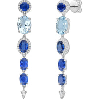 Ruchi New York - Ekaterina Blue Sapphire and Aquamarine Earrings in 18K White Gold