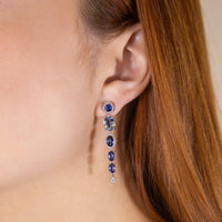 Ruchi New York - Ekaterina Blue Sapphire and Aquamarine Earrings in 18K White Gold