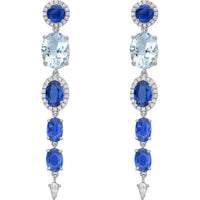 Ruchi New York - Ekaterina Blue Sapphire and Aquamarine Earrings in 18K White Gold