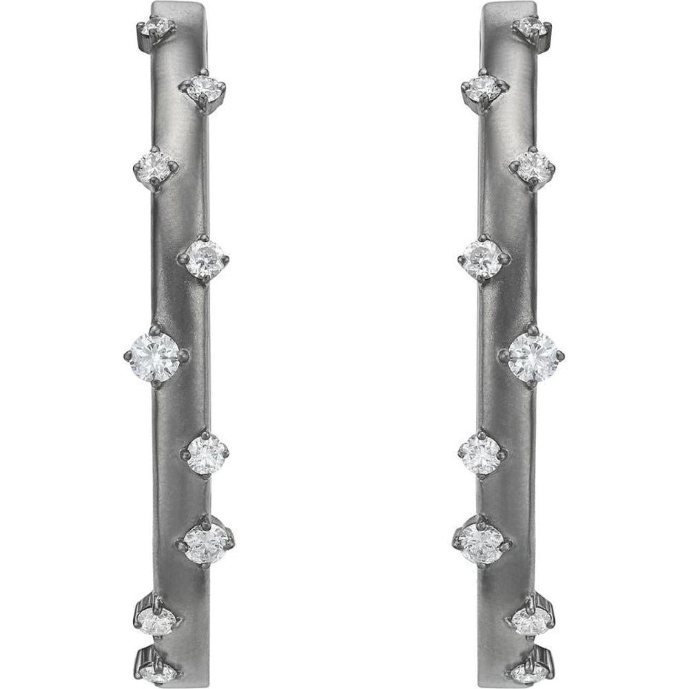 Ruchi New York - Elfa Diamond Hoop Earrings in 18K White Gold