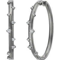 Ruchi New York - Elfa Diamond Hoop Earrings in 18K White Gold