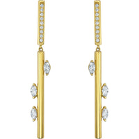 Ruchi New York - Elia Diamond Linear Drop Earrings in 18K Yellow Gold - Ruchi New York